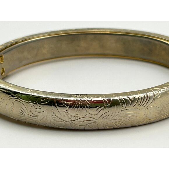Sunflower Leaves Gold Tone Hinged Bracelet 6 3/4" - Picture 7 of 10